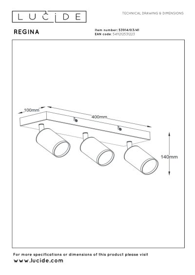 Lucide REGINA - Ceiling spotlight - 3xGU10 - Taupe
